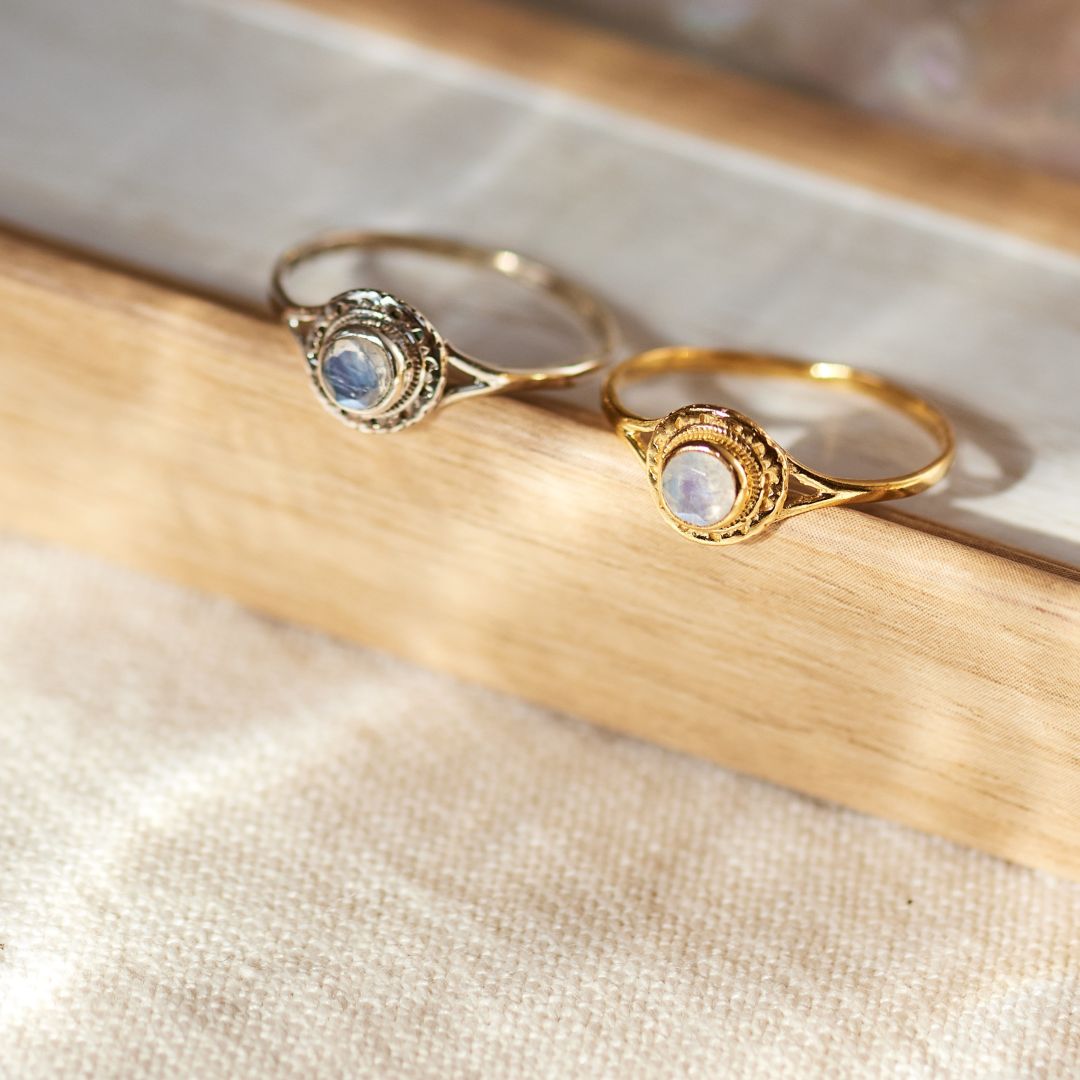 Inka Mondstein Ring Silber