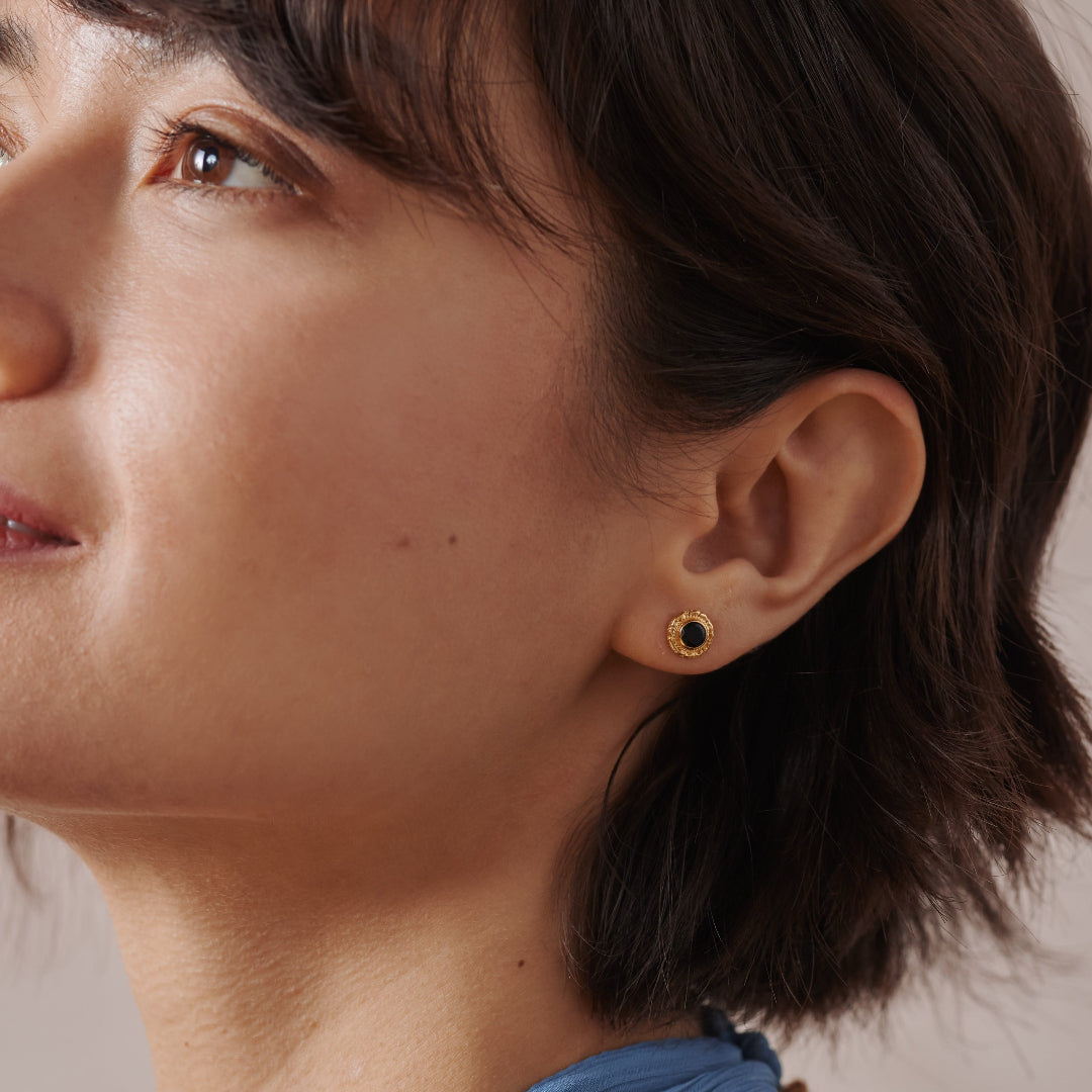Inka Onyx Ohrstecker Golden