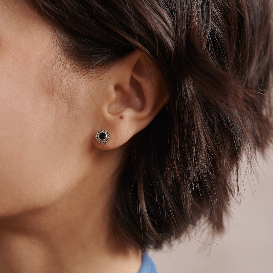 Inka Onyx Ohrstecker Silber