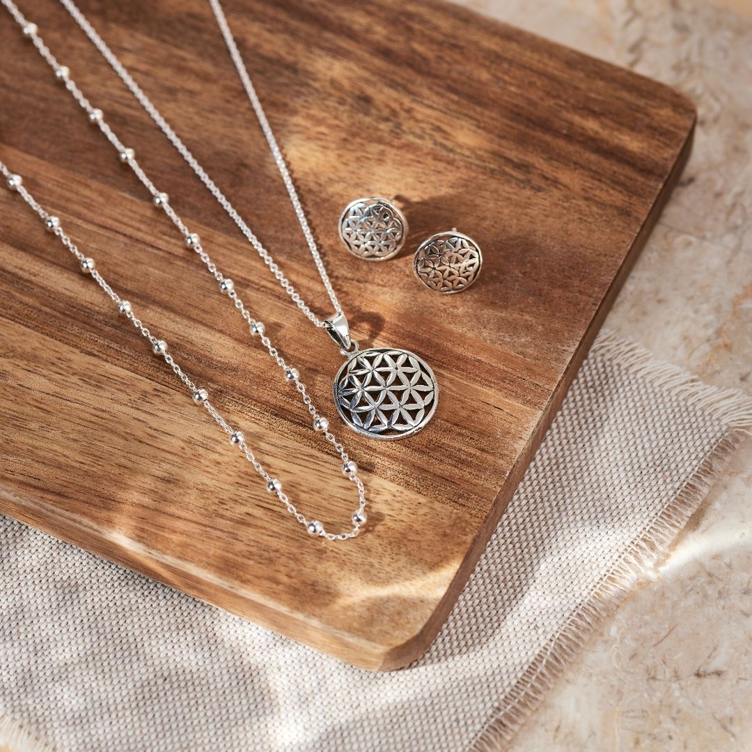 Blume des Lebens Charm Silber