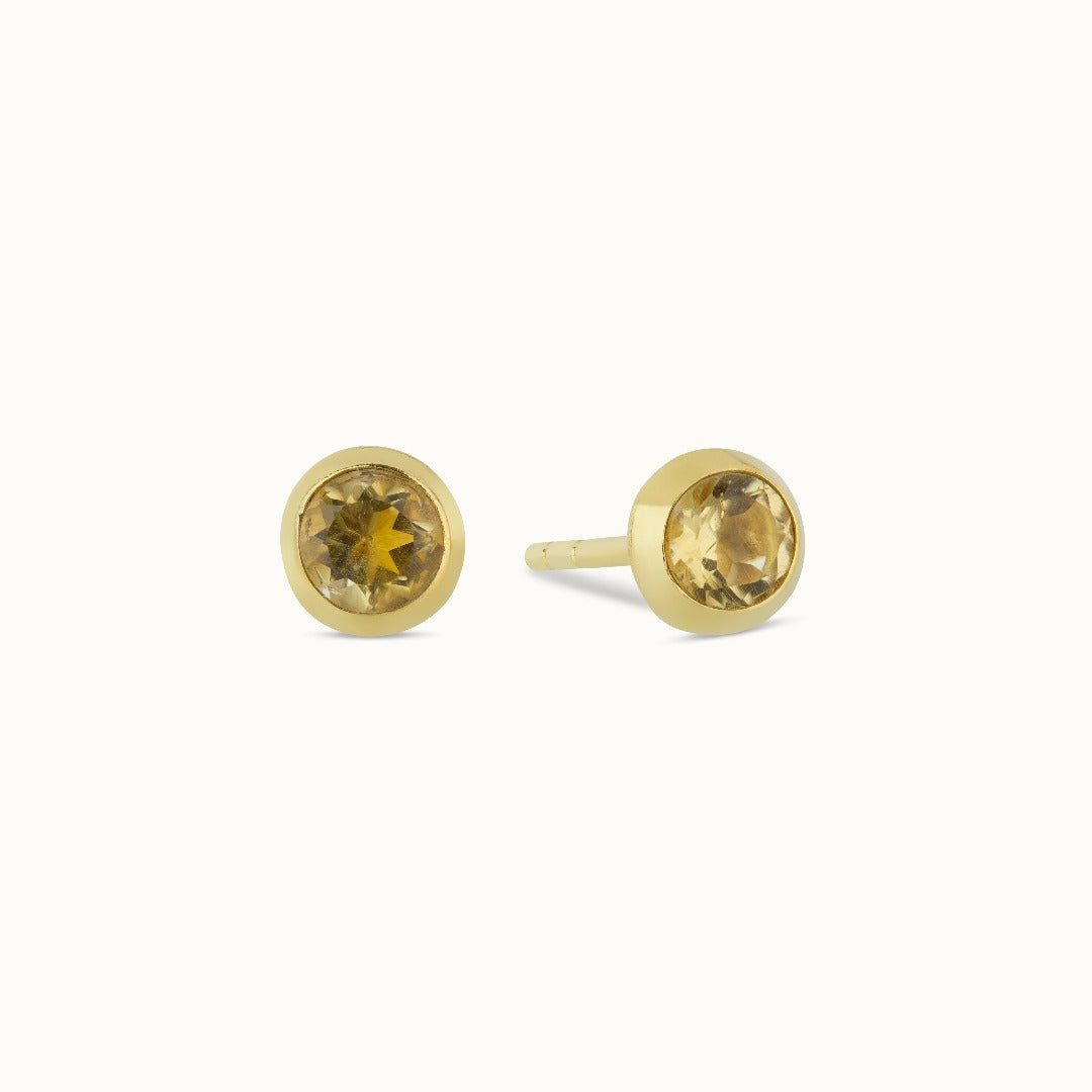 Löwe Citrin Ohrstecker Golden
