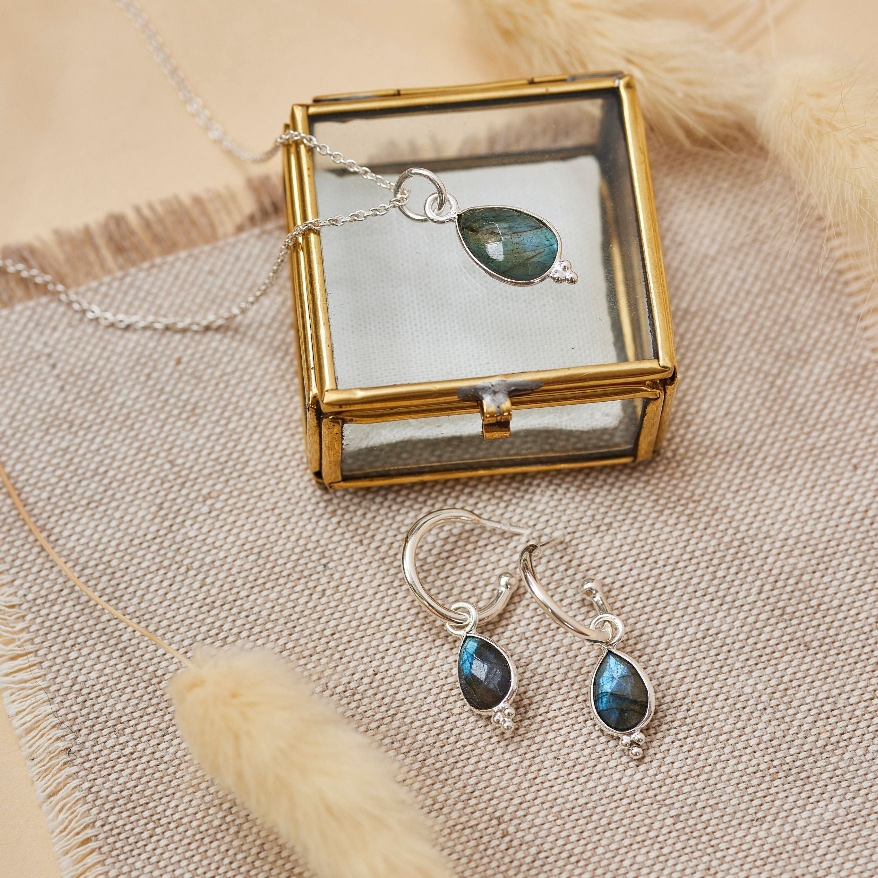 Luna Labradorit Hoops Silber