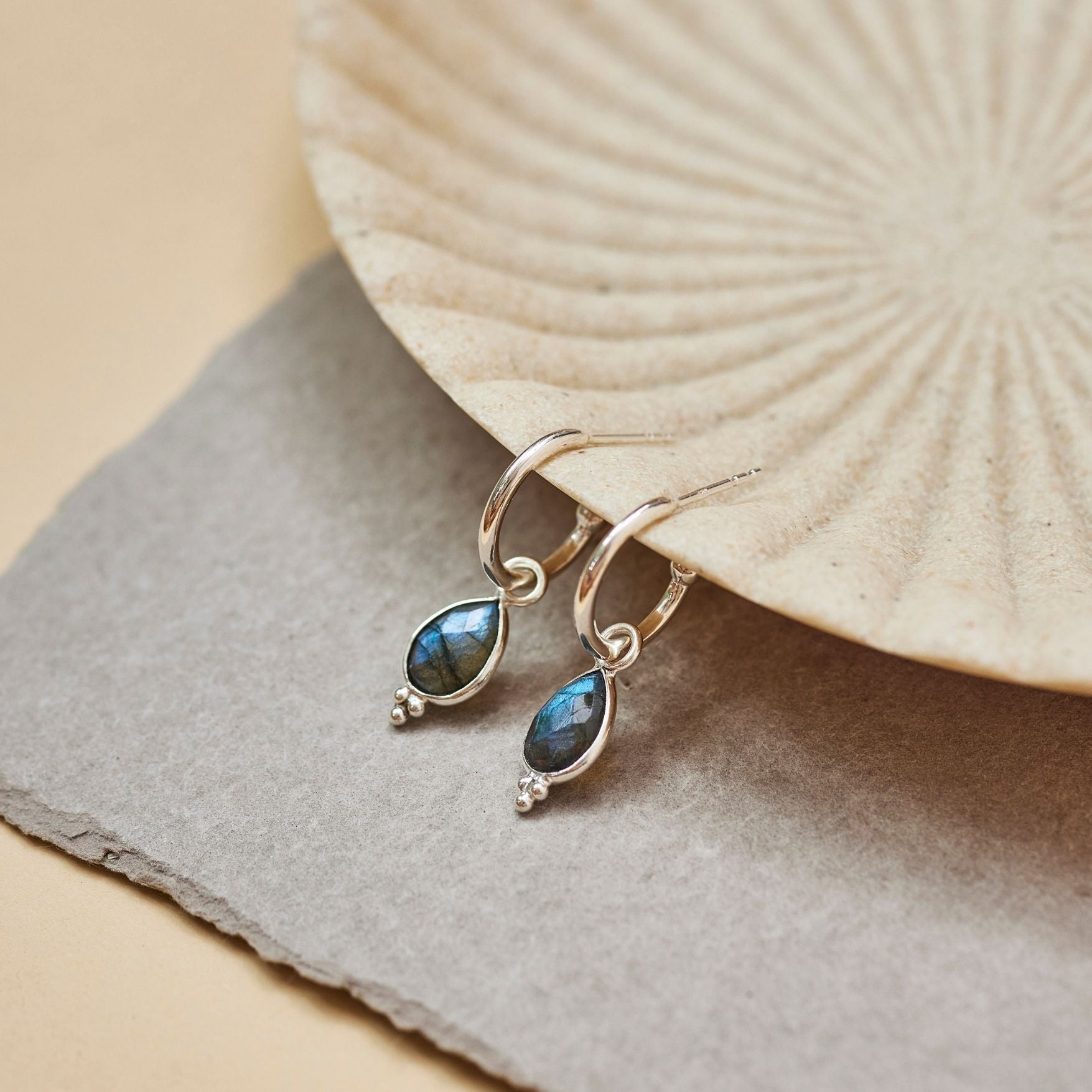 Luna Labradorit Hoops Silber