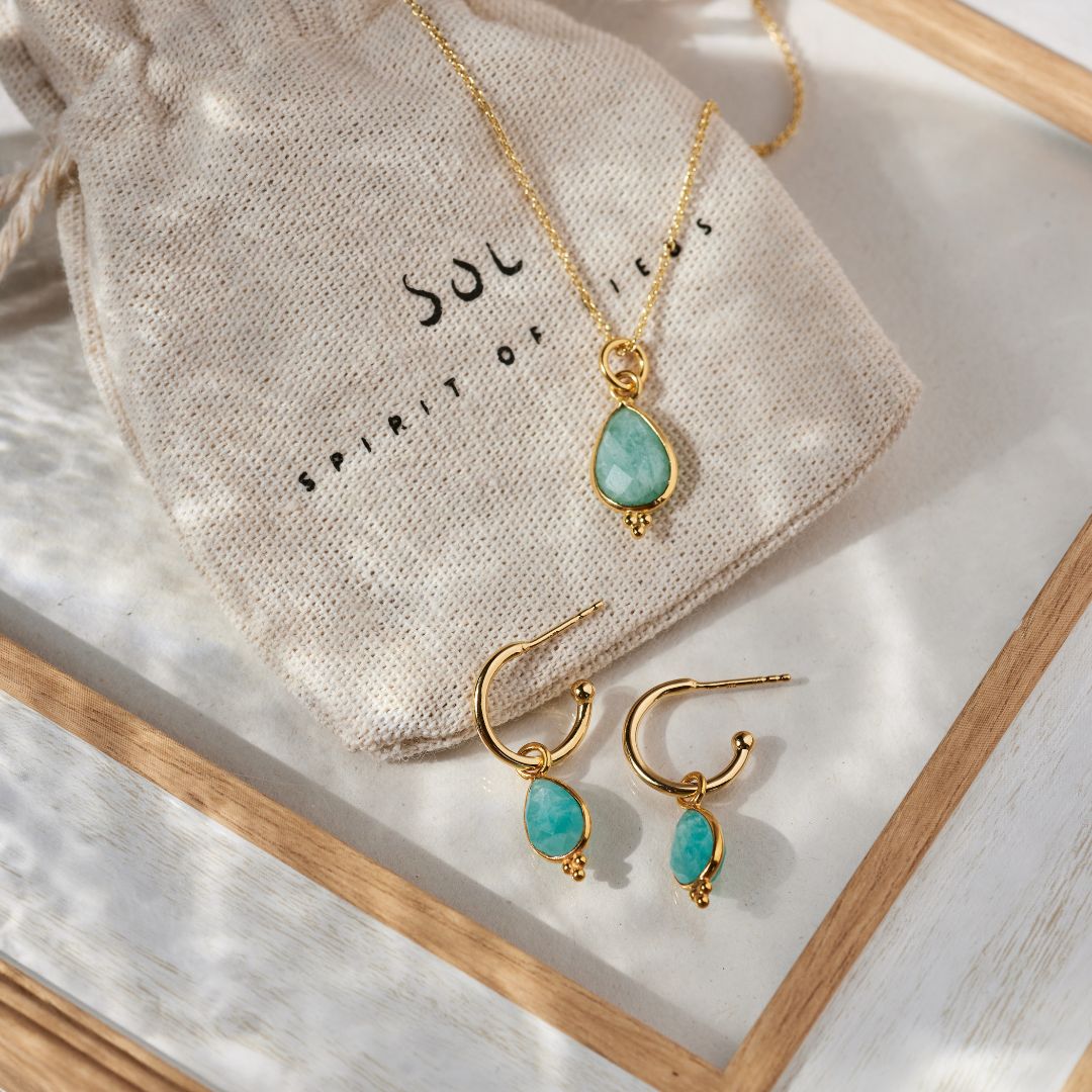 RIO Drops Amazonit Charm Golden