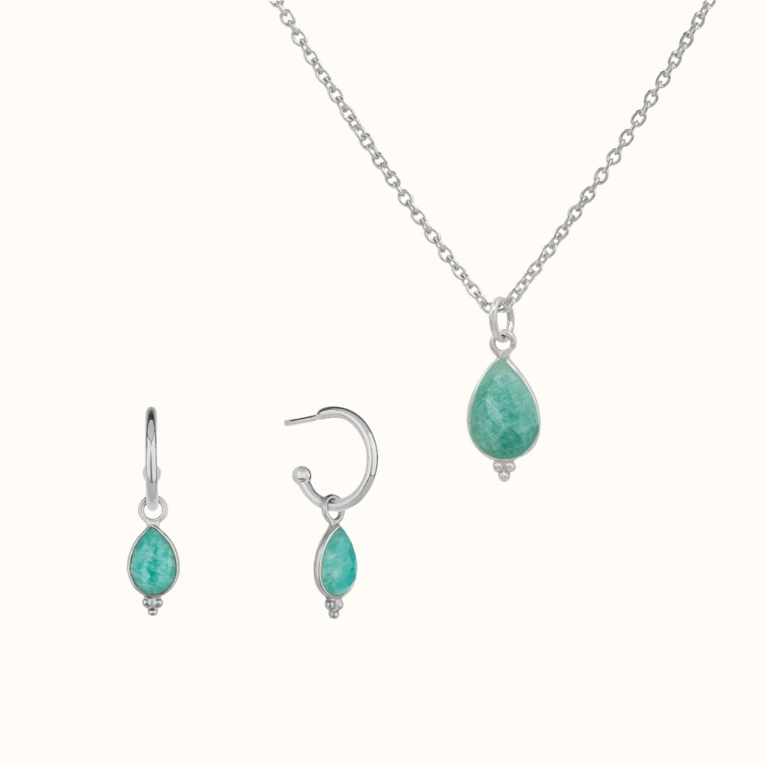 Luna Amazonit Silber Set