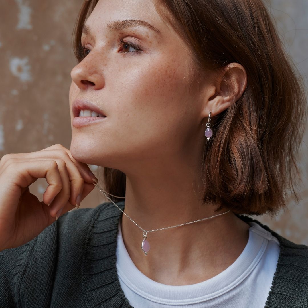 Luna Rosenquarz Silber Set