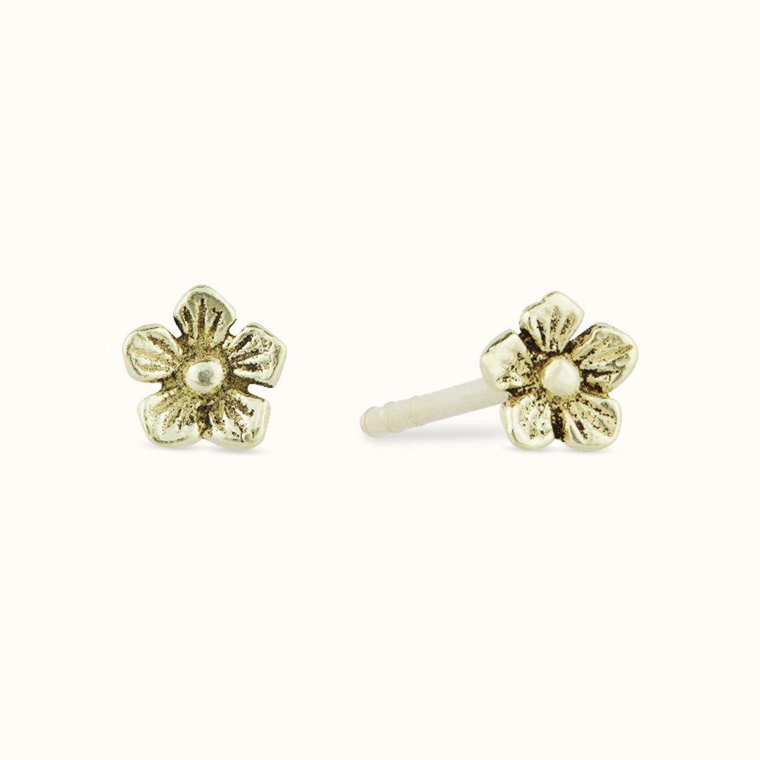 Mini Blümchen Ohrstecker Golden