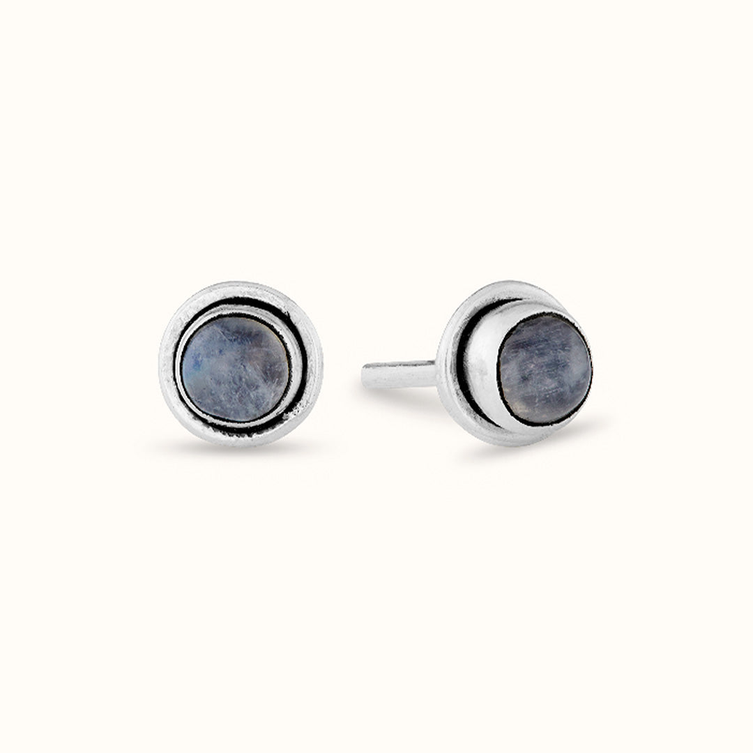 Mini Nimbus Mondstein Ohrstecker Silber