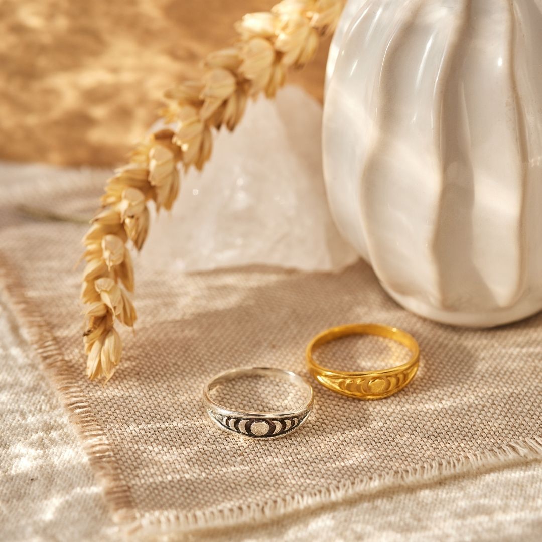 Moon and Back Ring Silber
