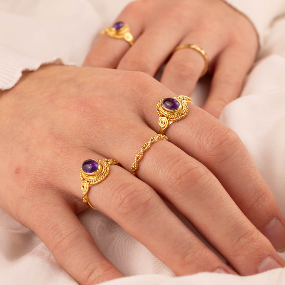 Nirmala Amethyst Ring Golden - Spirit of Liebs