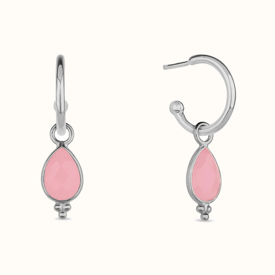 Luna Rosenquarz Hoops Silber