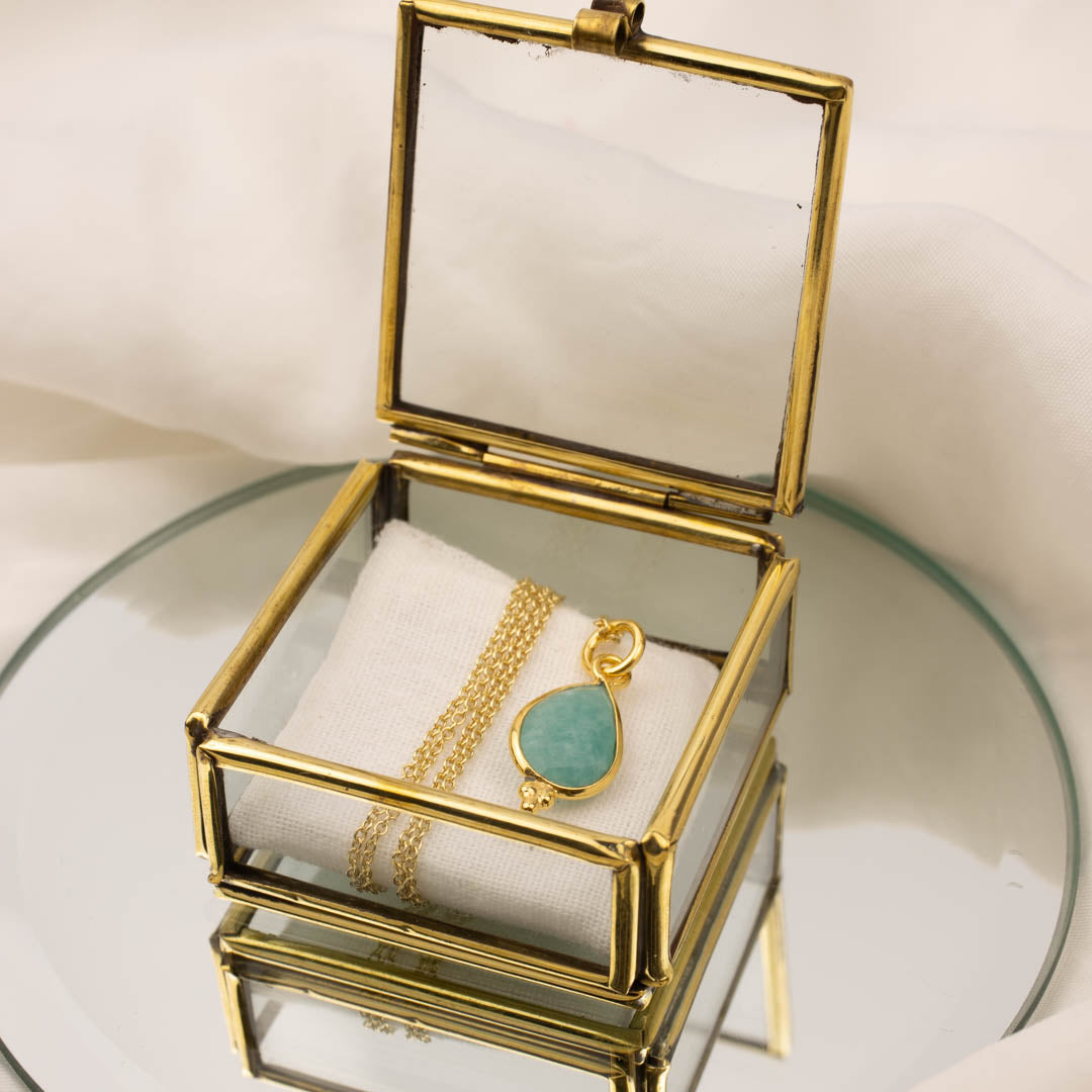 RIO Drops Amazonit Charm Golden