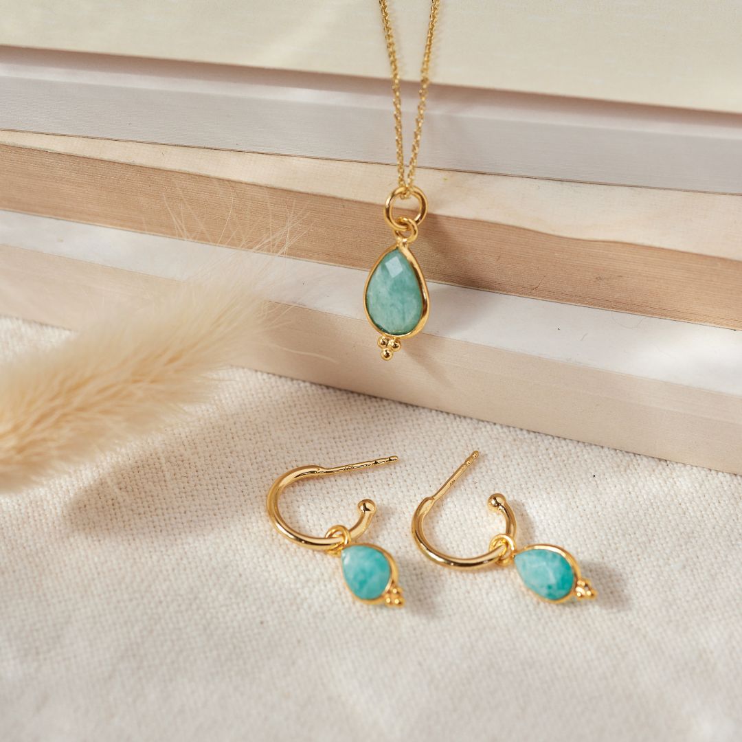 RIO Drops Amazonit Charm Golden