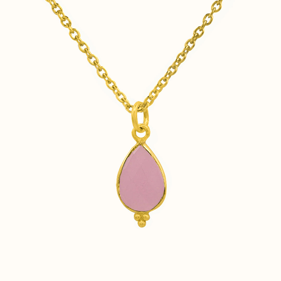RIO Drops Rosenquarz Charm Golden