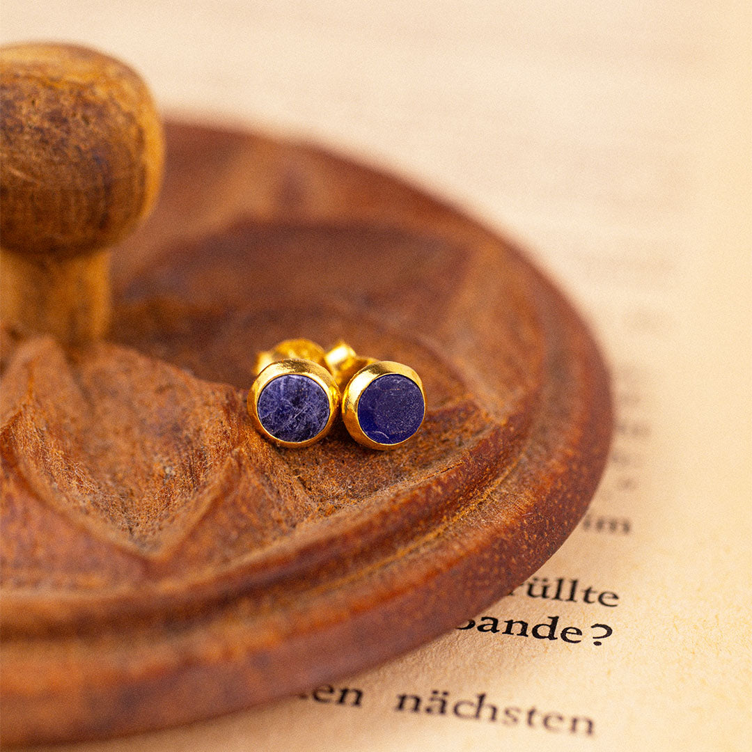 Schütze Sodalith Ohrstecker Golden