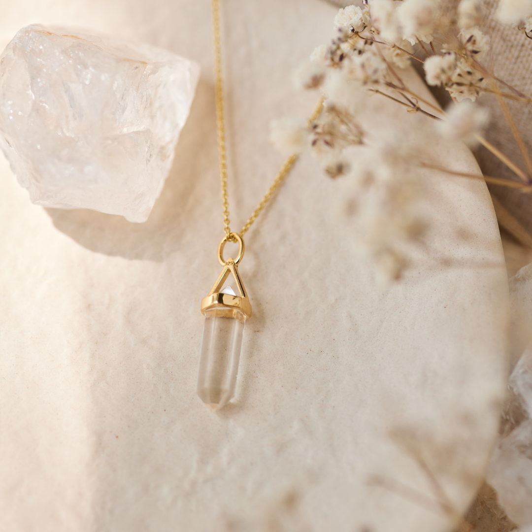 Soul Kristallspitze Bergkristall Charm Golden