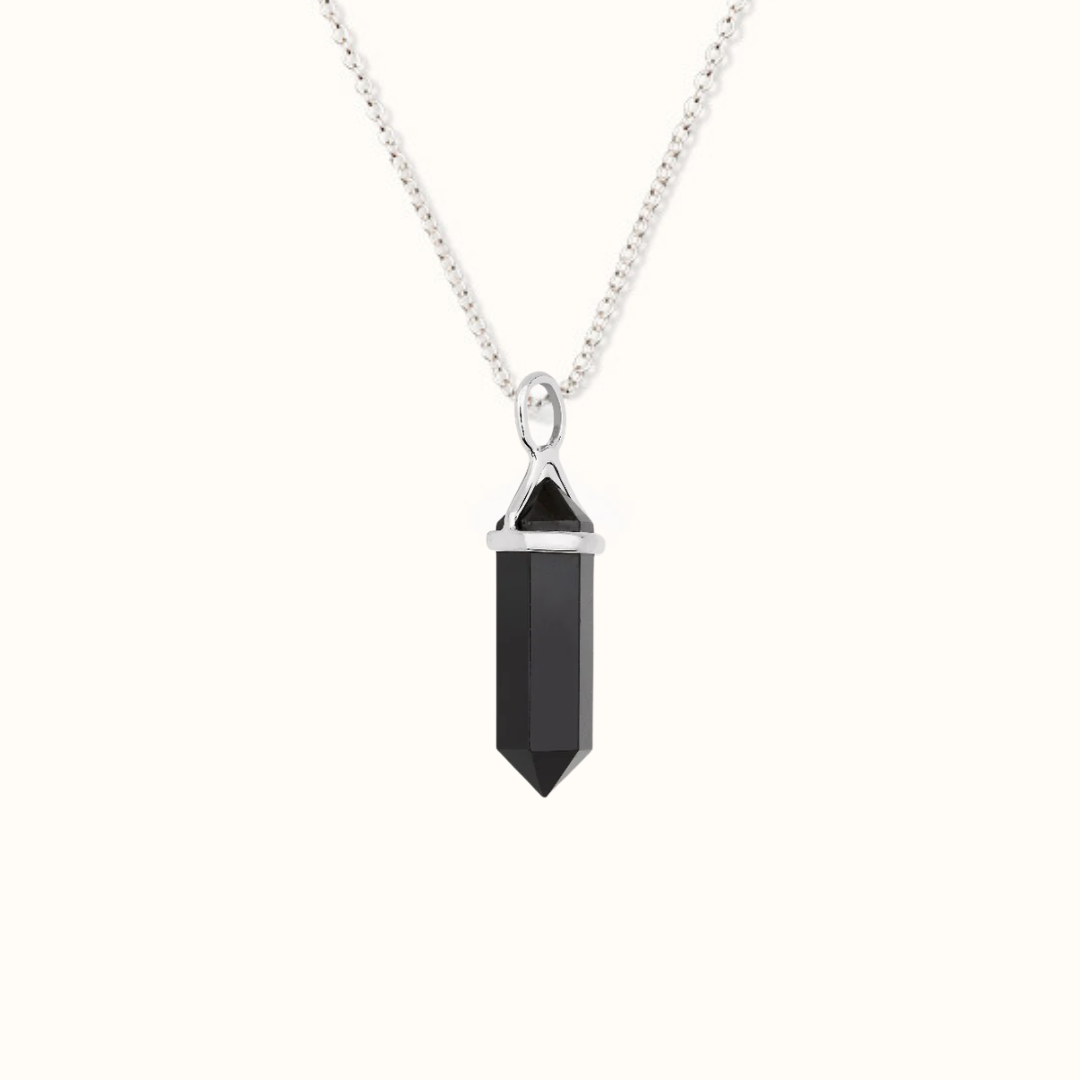 Soul Kristallspitze Onyx Charm Silber