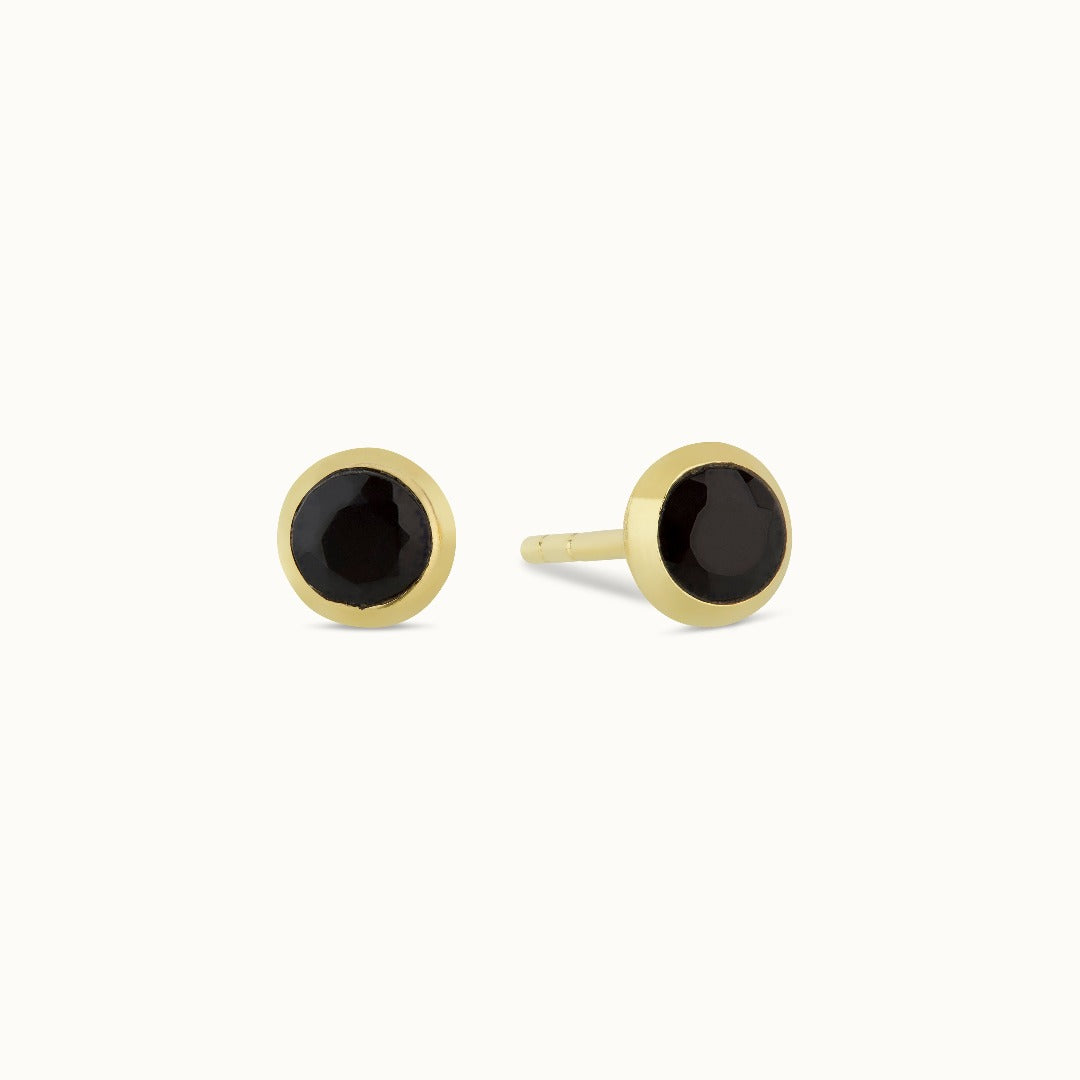 Steinbock Onyx Ohrstecker Golden