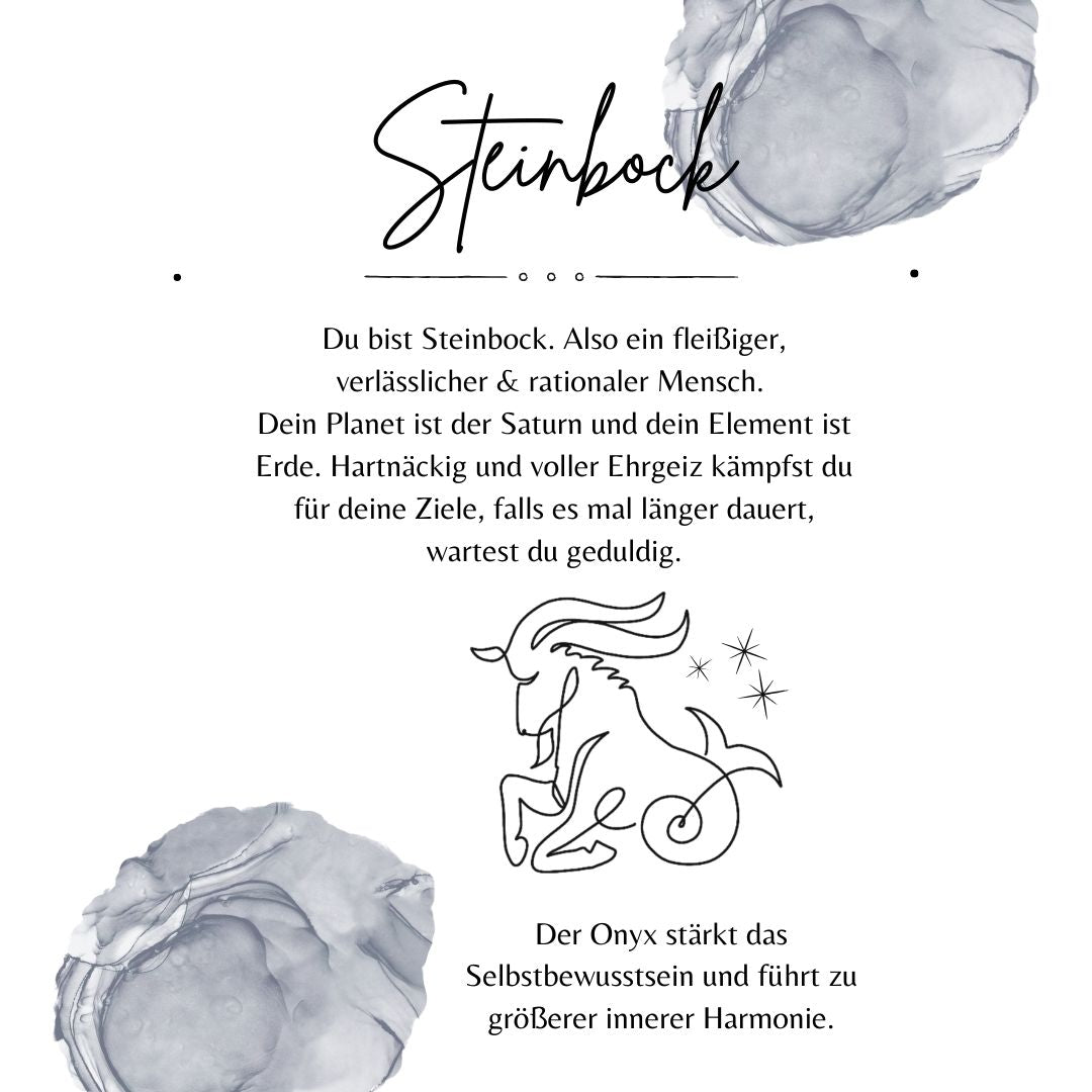 Steinbock Onyx Ohrstecker Golden