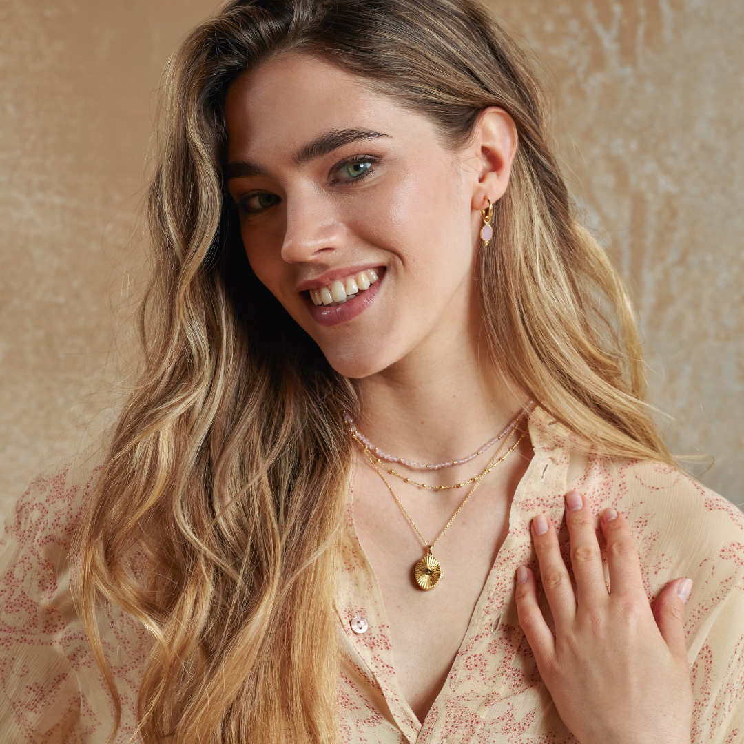"I am loved" Rosenquarz Kette Golden