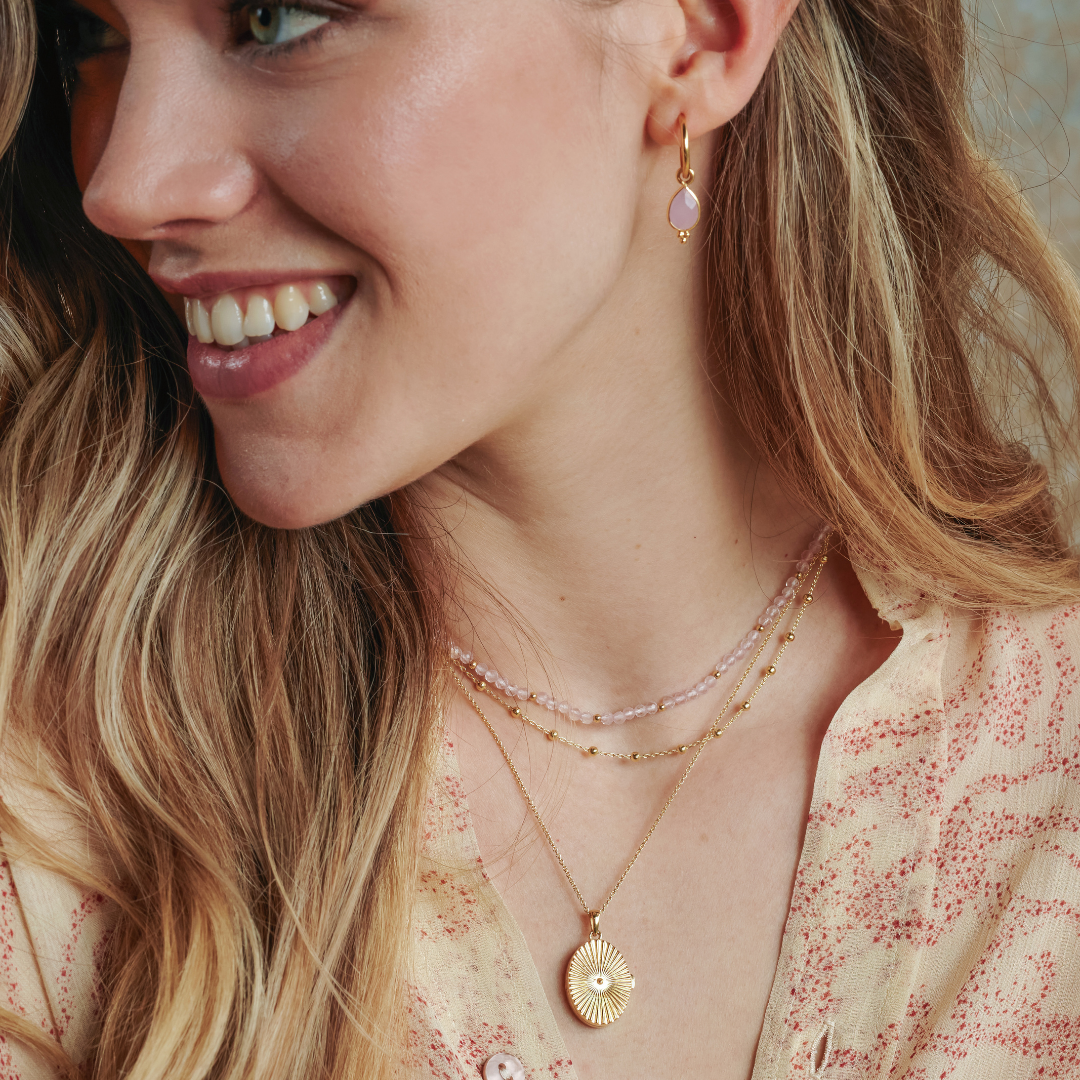 "I am loved" Rosenquarz Kette Golden
