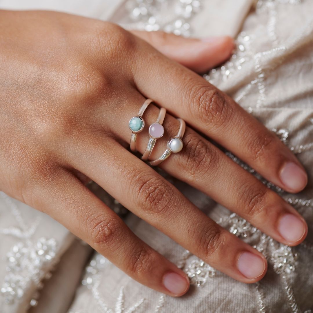 Pastell Una Stacking Silber Set