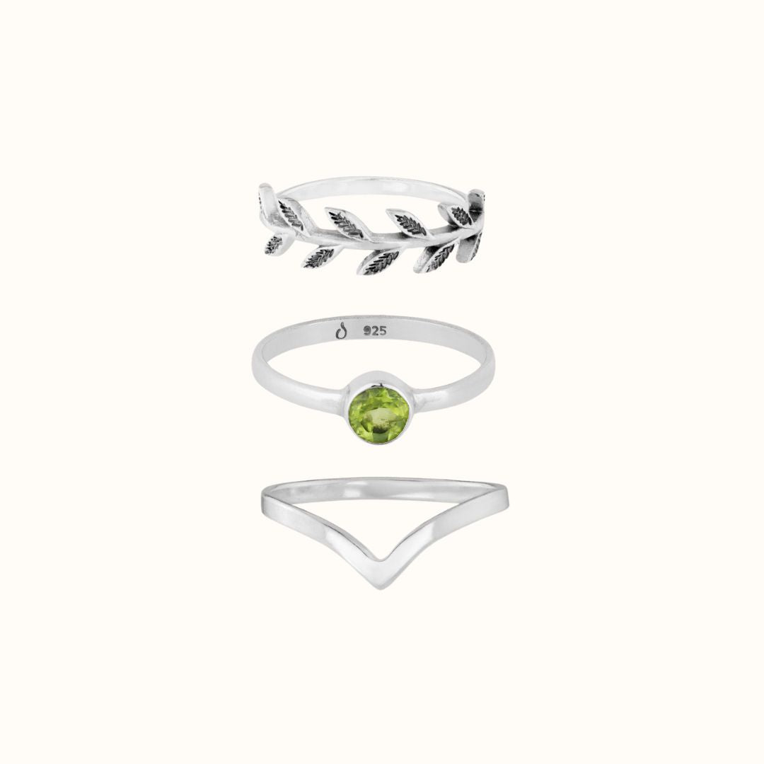 Una Peridot Ring Silber Set