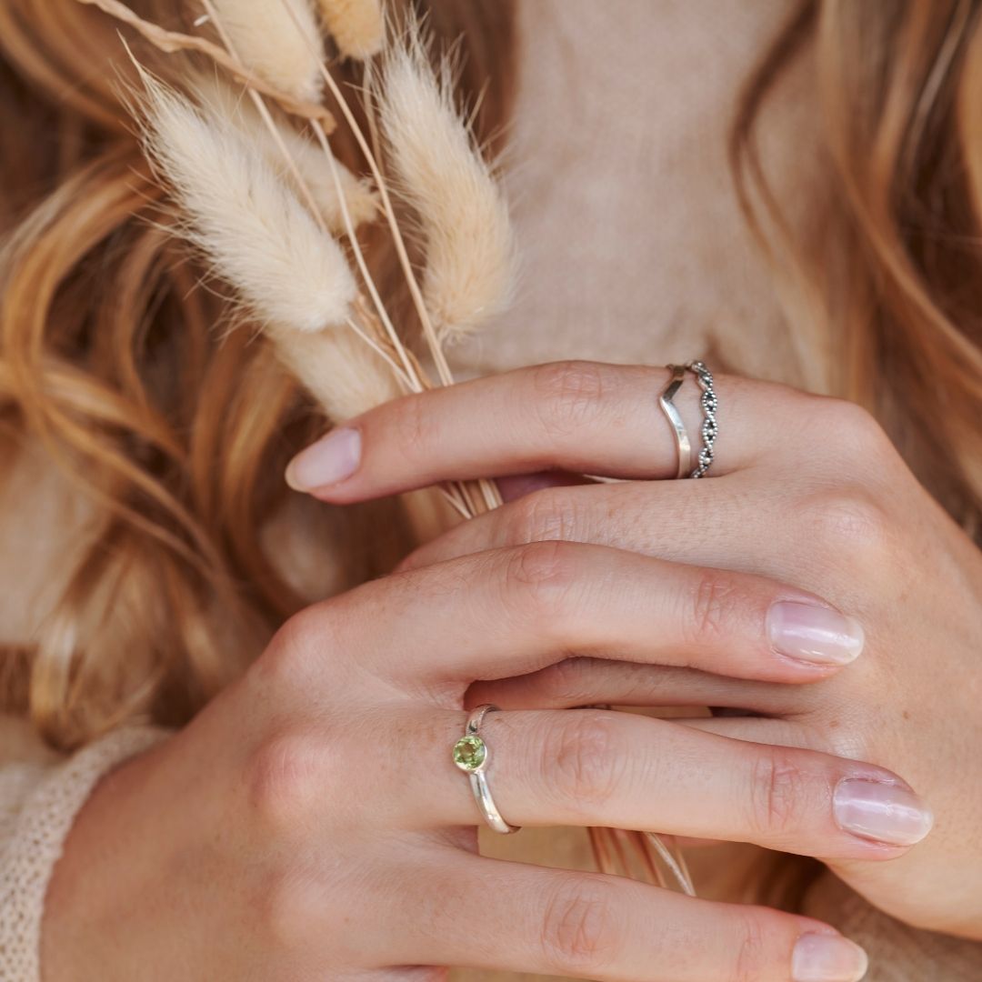 Una Peridot Ring Silber Set