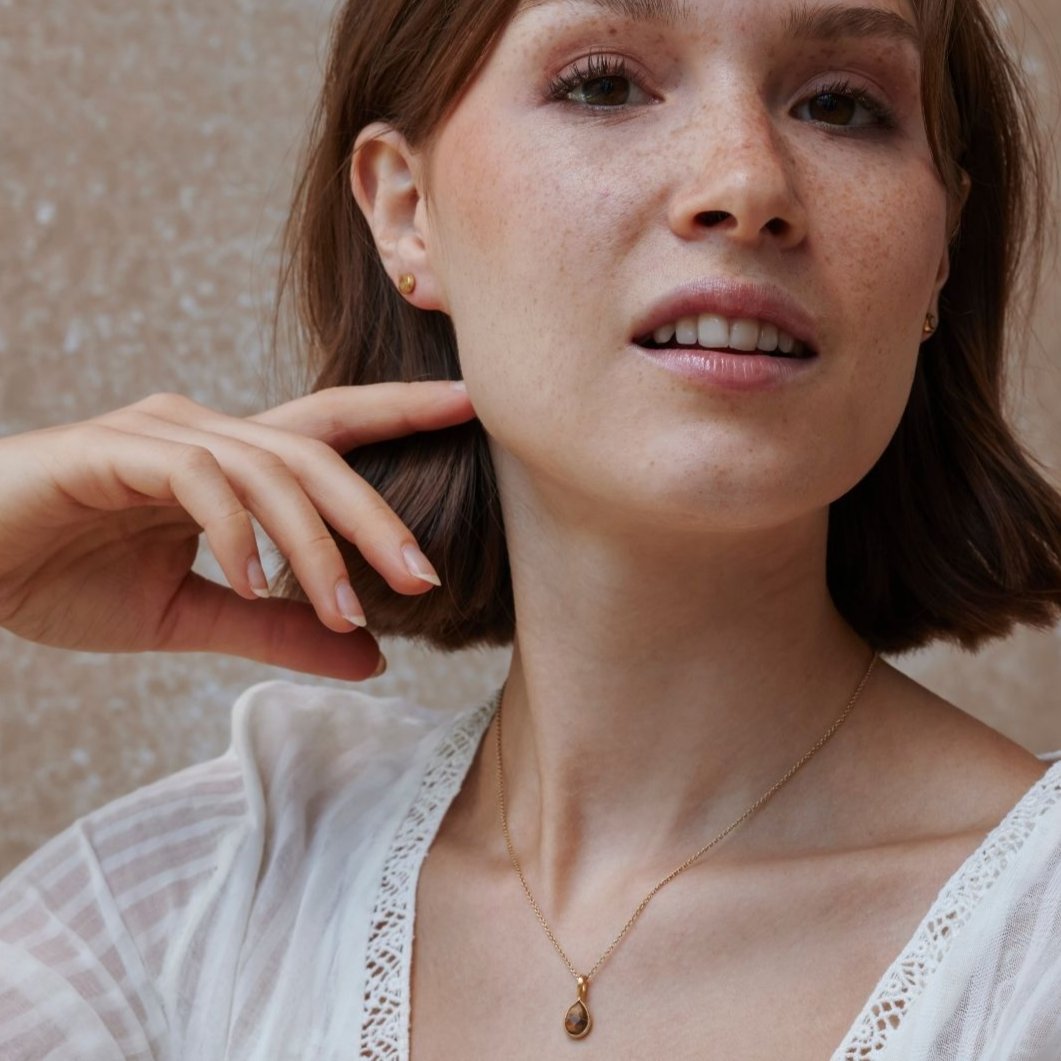 Zwillinge Tigerauge Ohrstecker Golden