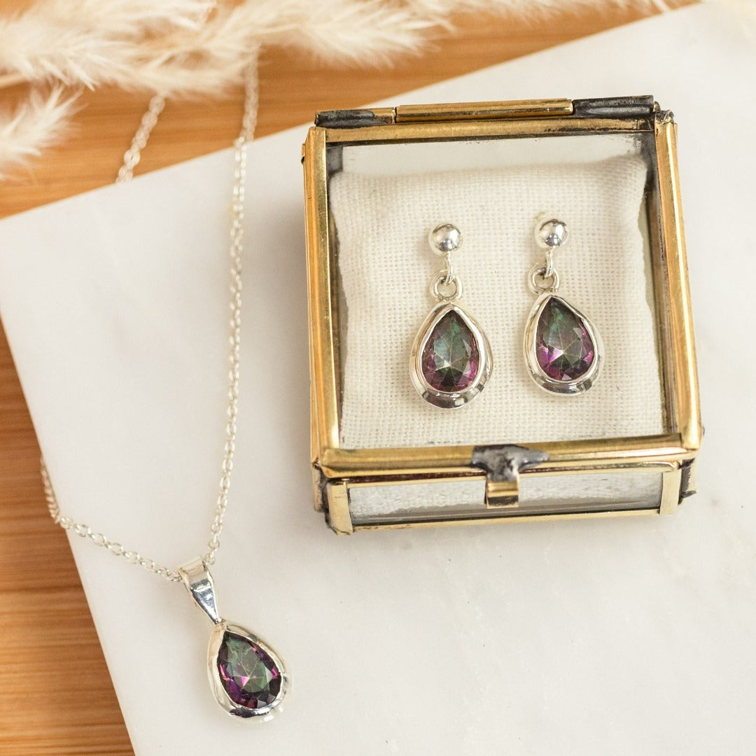 Agua Aura-Quarz Ohrringe Silber - Spirit of Liebs