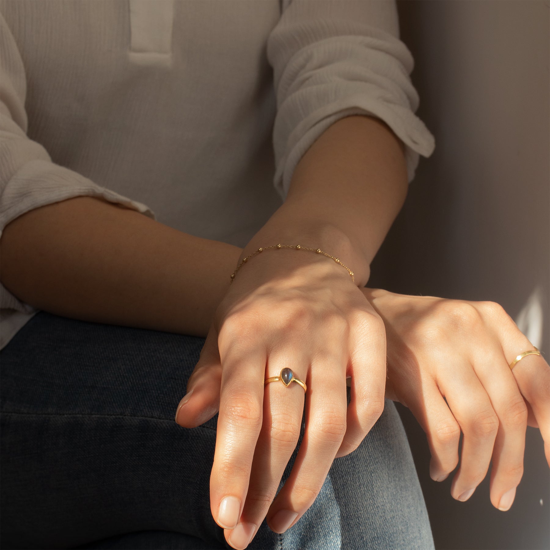 Agua Labradorit Ring Golden - Spirit of Liebs