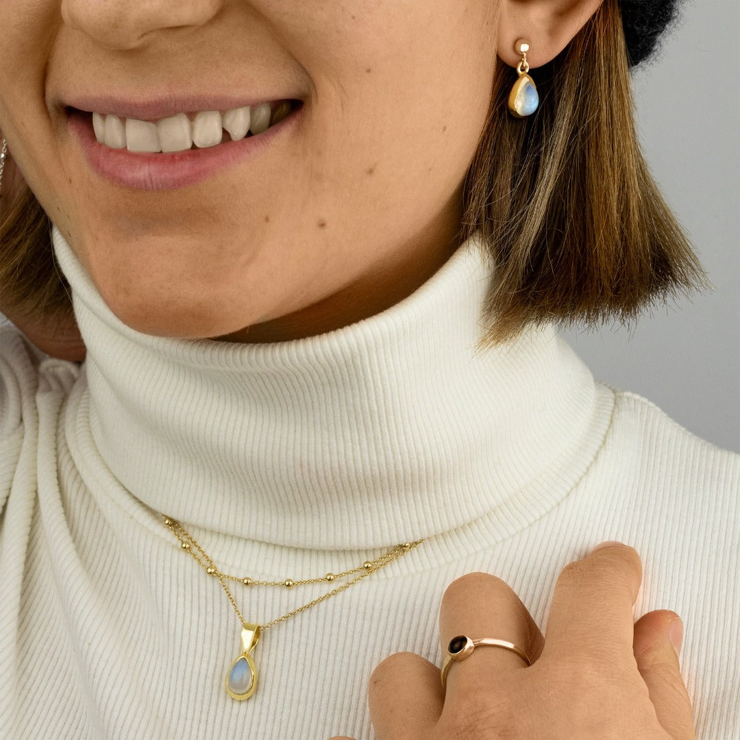 Agua Mondstein Ohrringe Golden - Spirit of Liebs