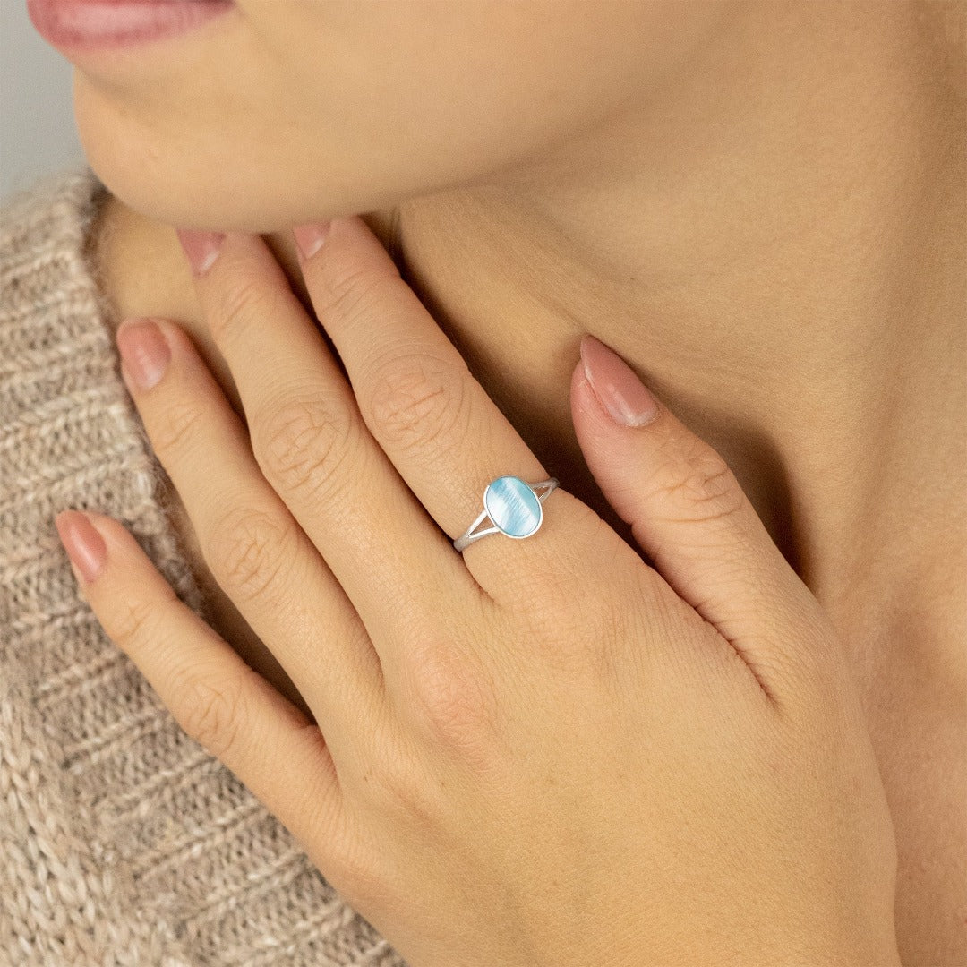 Aries Blaues Perlmutt Ring Silber - Spirit of Liebs