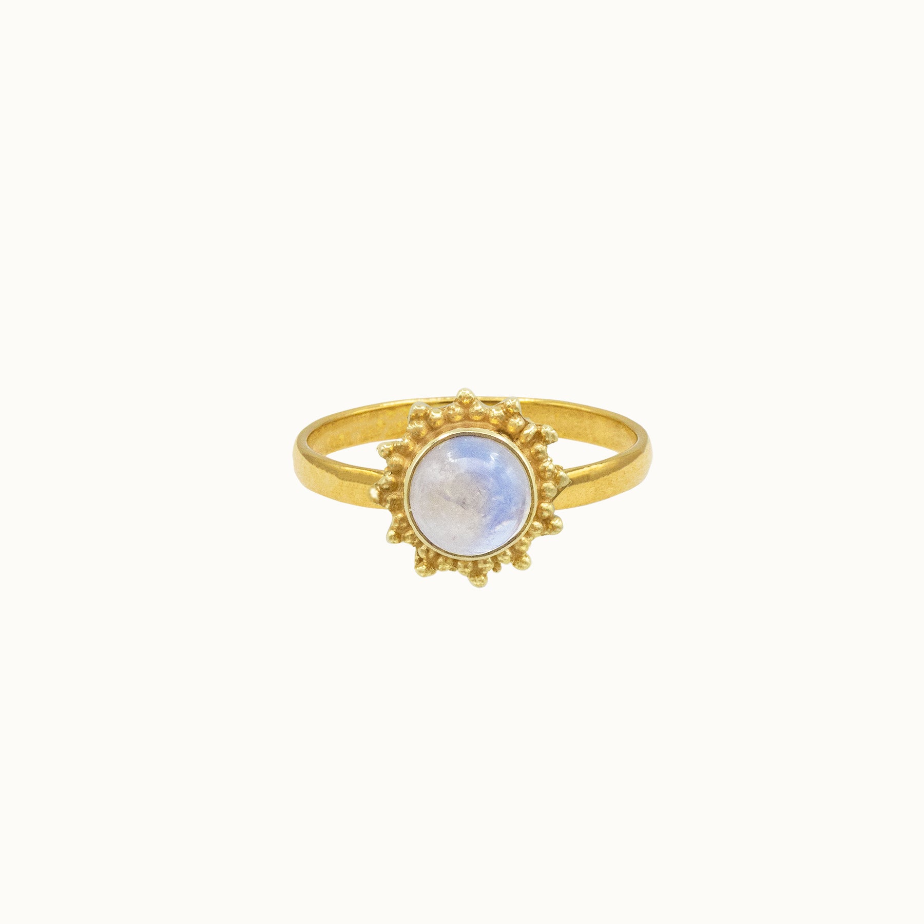 Indische Sonne Mondstein Ring Golden - Spirit of Liebs