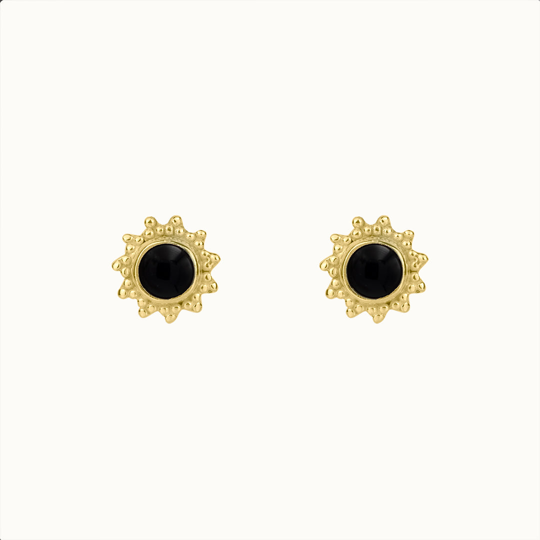 Indische Sonne Onyx Ohrstecker Golden - Spirit of Liebs