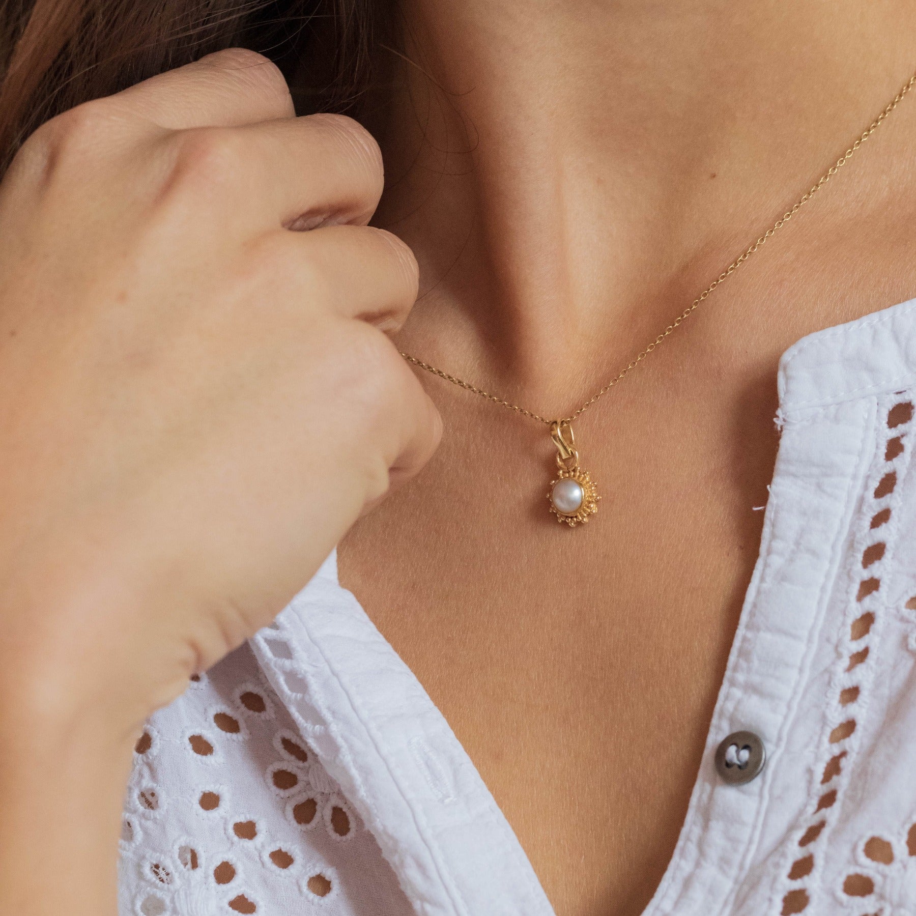 Indische Sonne Süßwasserperle Charm Golden - Spirit of Liebs