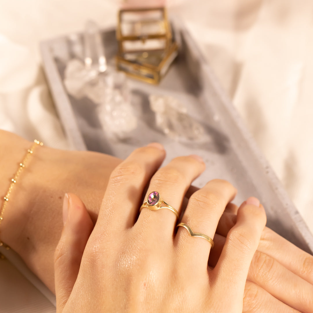 Kaleo Aura-Quarz Ring Golden - Spirit of Liebs