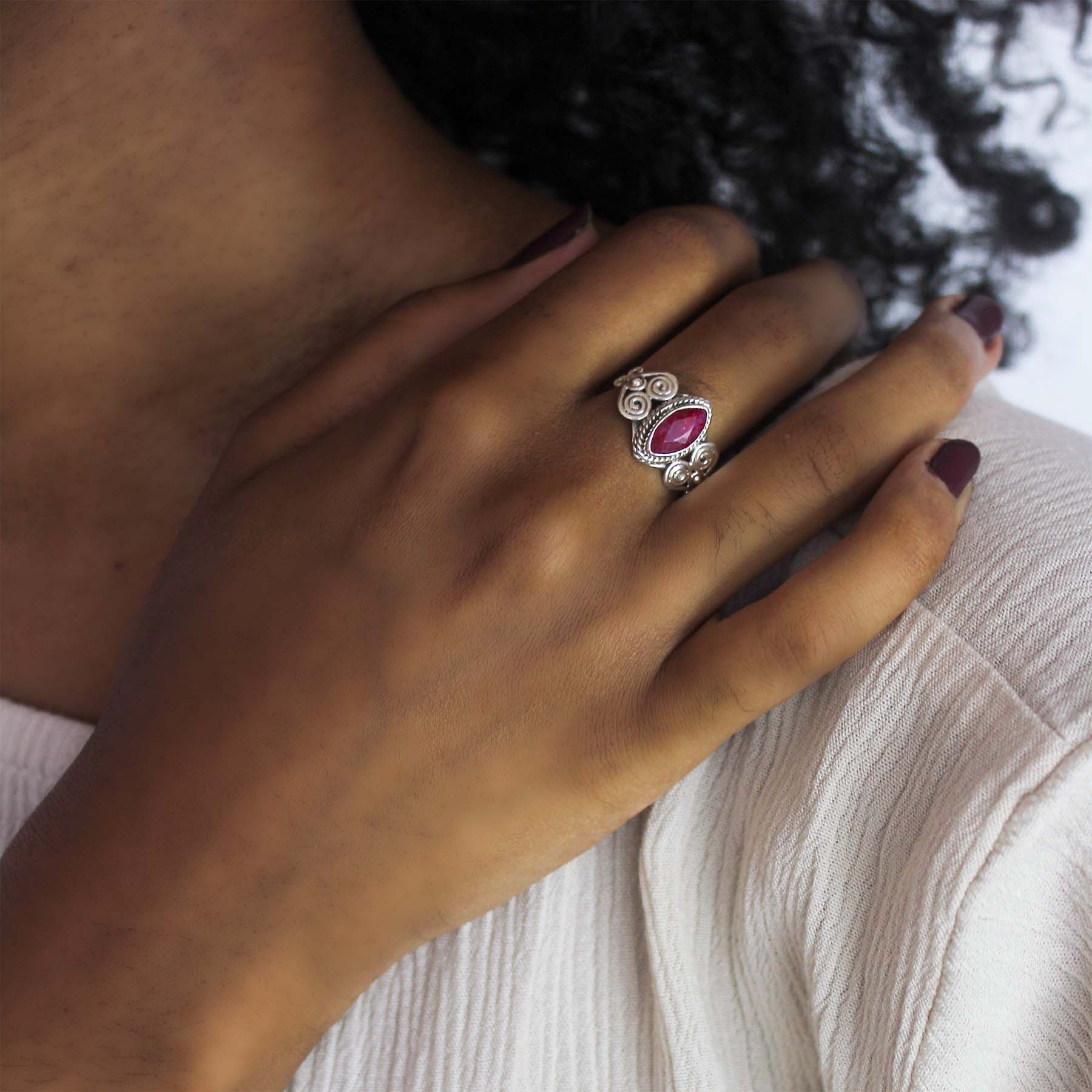 Namaste Rubin Ring Silber - Spirit of Liebs