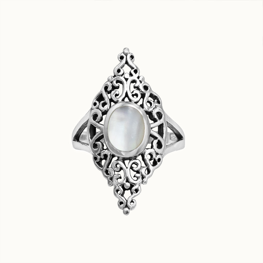 Sahara Weißes Perlmutt Ring Silber - Spirit of Liebs