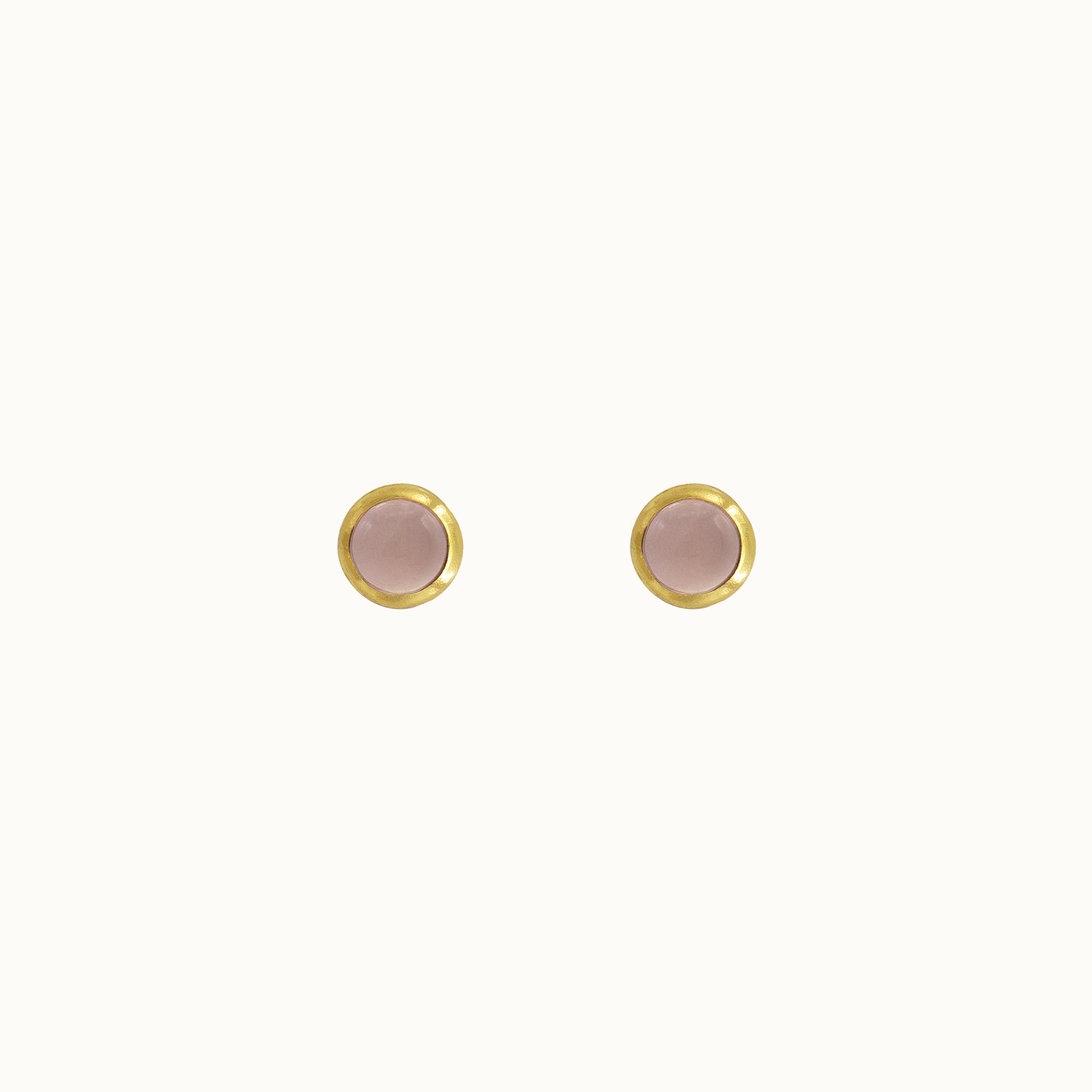 Una Rosenquarz Ohrstecker Golden - Spirit of Liebs