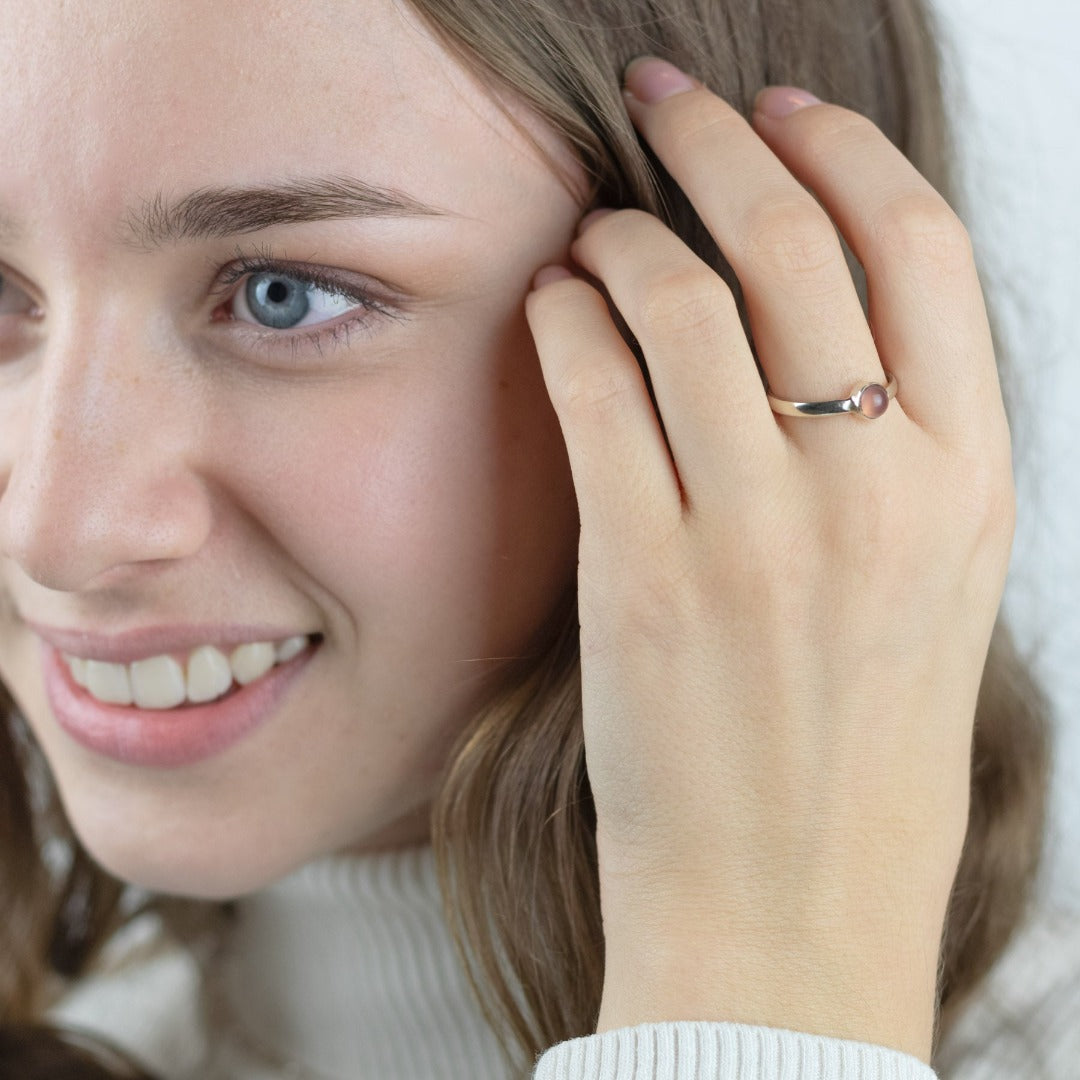 Una Rosenquarz Ring Silber - Spirit of Liebs