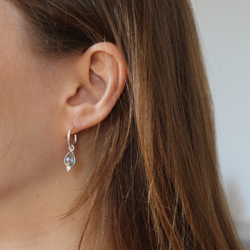 RIO Drops Topas Small Hoops Silber
