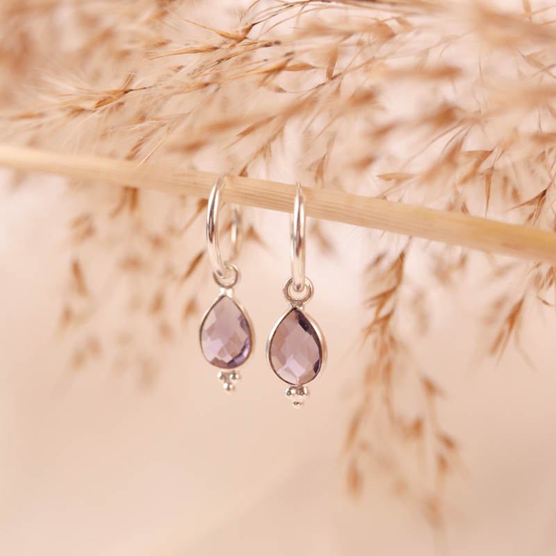 RIO Drops Amethyst Small Hoops Silber