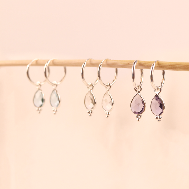 RIO Drops Amethyst Small Hoops Silber