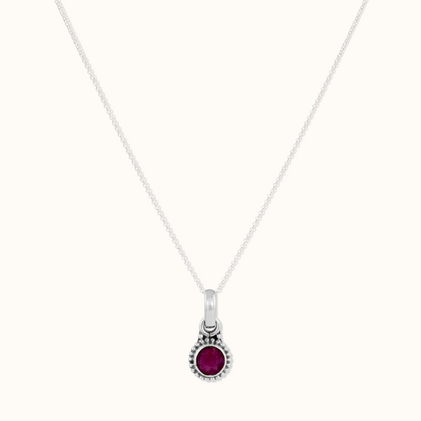 Sonnenaufgang Rubin Charm Silber