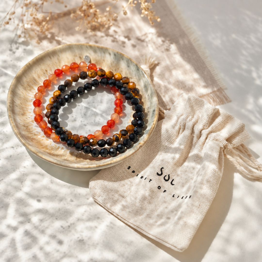 ENERGIZE Set Karneol, Tigerauge, Onyx