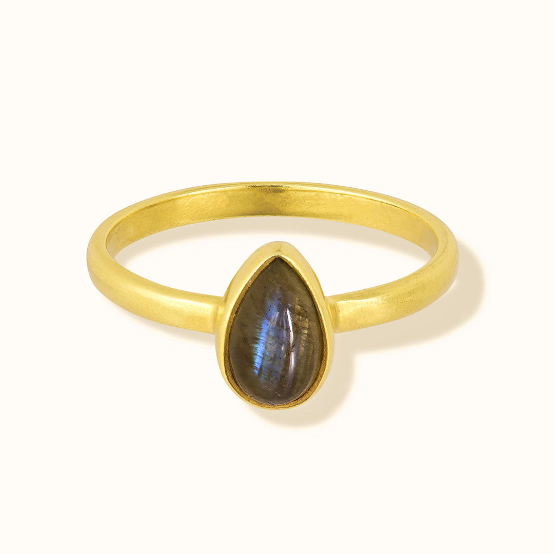 Agua Labradorit Ring Golden