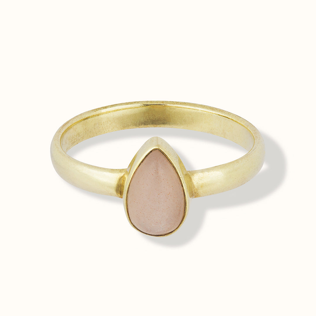 Agua Peach-Mondstein Ring Golden