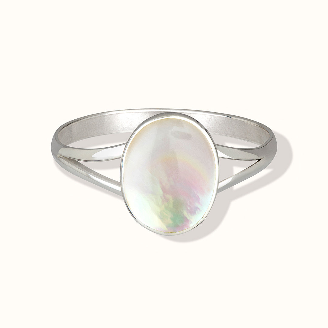 Aries Weißes Perlmutt Ring Silber
