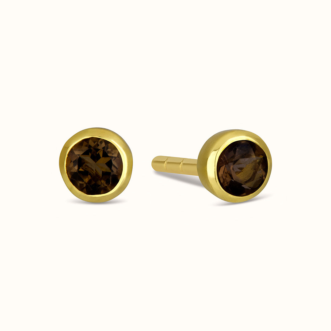 Ava Rauchquarz Ohrstecker Golden